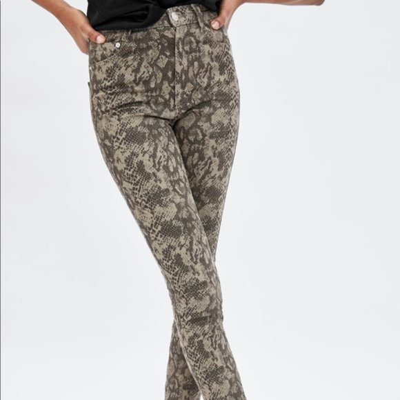 Zara High Rise Skinny Jeans Snakeskin Pattern Size 4 - Picture 1 of 10